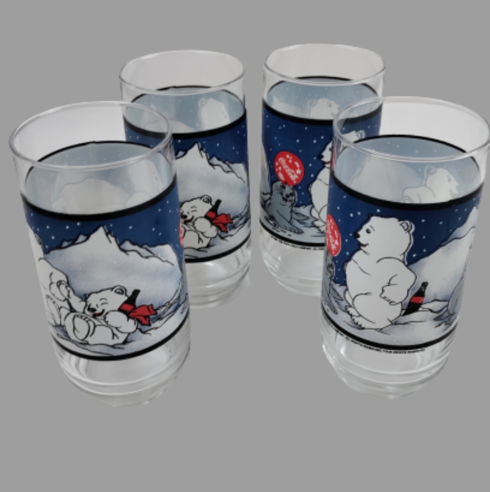 VTG Coca-Cola polar bear  glasses 1997 set of 4